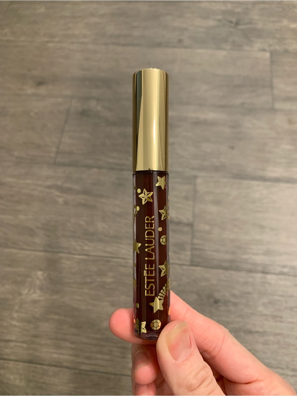 Estee Lauder Dark Red Lip Gloss with Gold Cap